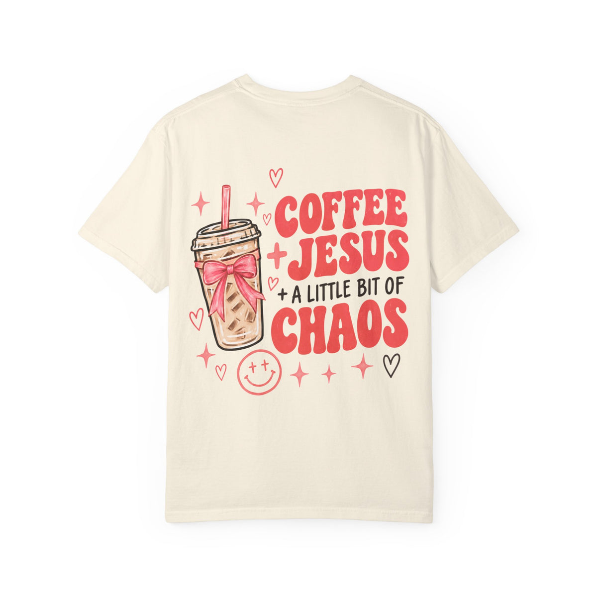 The Coffee + Jesus + A Little Bit of Chaos Graphic Tee – Ivory