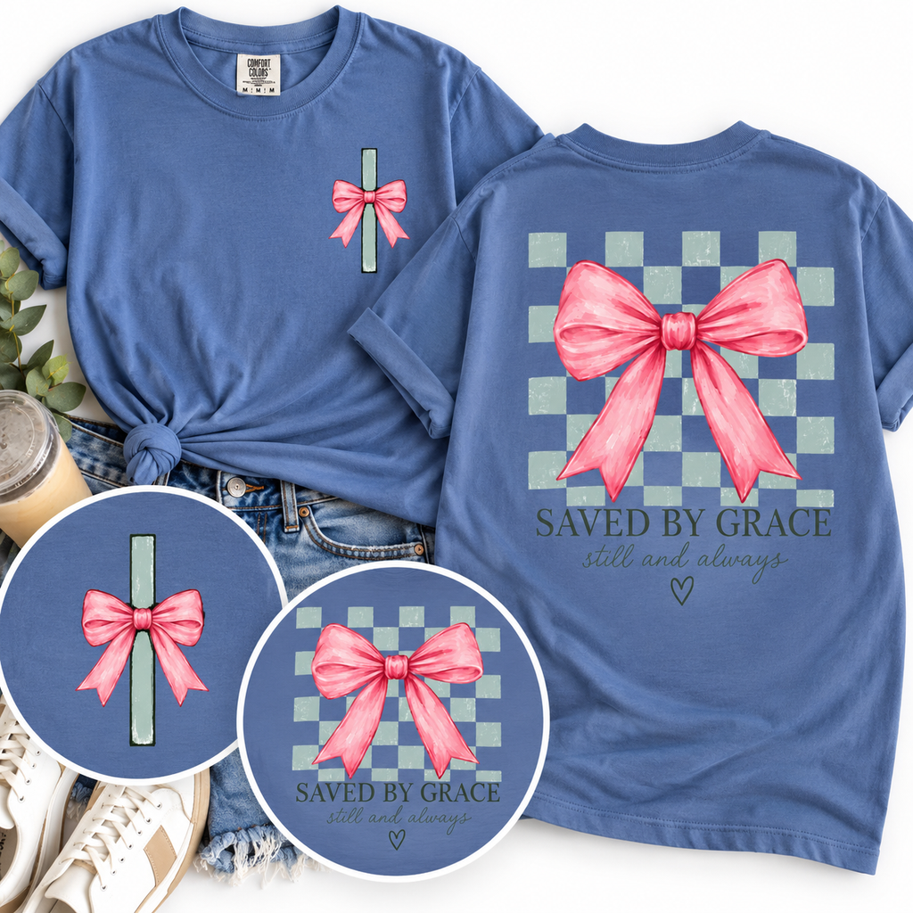 The Saved by Grace Graphic Tee – Blue