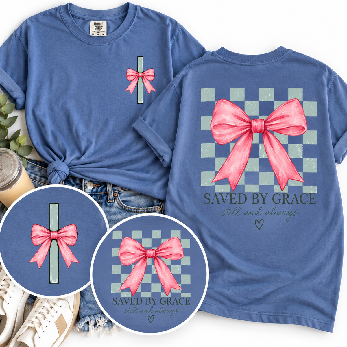 The Saved by Grace Graphic Tee – Blue