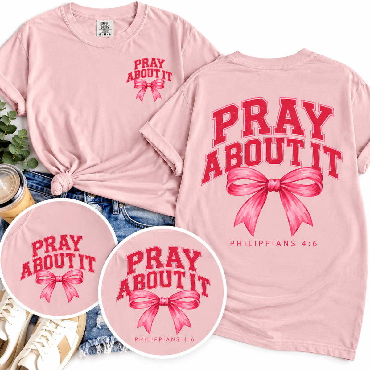 The Pray About It Graphic Tee – Pink